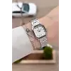 Gümüş Renk Hediye Paketli 23 Mm Kare Kadın Kol Saati ve Bileklik