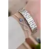 Gümüş Renk Hediye Paketli 23 Mm Kare Kadın Kol Saati ve Bileklik