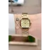 Kadranı Sarı Kordonu Gold Renk Hediye Paketli 23 Mm Kare Kadın Kol Saati ve Bileklik