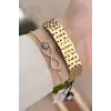 Gold Hediye Paketli 23 Mm Kare Kadın Kol Saati ve Bileklik