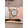 Gold Gümüş Renk Hediye Paketli 23 Mm Kare Kadın Kol Saati ve Bileklik