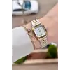 Gold Gümüş Renk Hediye Paketli 23 Mm Kare Kadın Kol Saati ve Bileklik