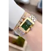 Kadranı Yeşil Kodronu Gold Gümüş Renk 22 Mm Kadın Kol Saati ve Bileklik