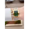 Kadranı Yeşil Kodronu Gold Gümüş Renk 22 Mm Kadın Kol Saati ve Bileklik
