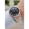 Kadranı Siyah Kordonu Rose Gümüş Renk 41 Mm Erkek Kol Saati