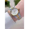Gold Gümüş Renk 30 mm Kadın Kol Saati ve Bileklik
