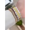 Gold Gümüş Renk 30 mm Kadın Kol Saati ve Bileklik
