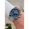 Kadranı Mavi Kordonu Gümüş Renk 43 mm Erkek Kol Saati