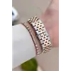 Kadranı Bordo Kordonu Rose Gümüş Renk 30 mm Kadın Kol Saati ve Bileklik
