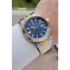 Kadranı Lacivert Kordonu Gold Gümüş Renk 41 Mm Erkek Kol Saati
