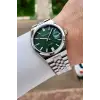 Kadranı Yeşil Kordonu Gümüş Renk 40 Mm Erkek Kol Saati