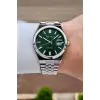 Kadranı Yeşil Kordonu Gümüş Renk 40 Mm Erkek Kol Saati