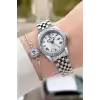Gümüş Renk 28 Mm Kadın Kol Saati ve Hediye Baget Bileklik