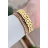 Gold Renk 26 Mm Kadın Kol Saati ve Bileklik