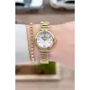 Gold Gümüş Renk 26 Mm Kadın Kol Saati ve Bileklik