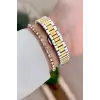 Gold Gümüş Renk 26 Mm Kadın Kol Saati ve Bileklik