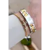 Gold Gümüş Renk 28 mm Kadın Kol Saati ve Bileklik