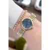 Kadranı Mavi Kordonu Gold Gümüş Renk 26 Mm Kadın Kol Saati ve Bileklik