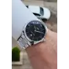 Kadranı Siyah Kordonu Gümüş Renk 42 Mm Erkek Kol Saati