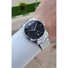 Kadranı Siyah Kordonu Gümüş Renk 42 Mm Erkek Kol Saati