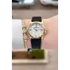 Kasası Gold Kordonu Siyah Renk 29 Mm Kadın Kol Saati ve Bileklik