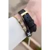 Kasası Gold Kordonu Siyah Renk 29 Mm Kadın Kol Saati ve Bileklik