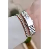 Gümüş Renk Kadın 30 Mm Kadın Kol Saati ve Hediye Bileklik