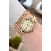 Gold Renk Kadın 30 Mm Kadın Kol Saati ve Hediye Bileklik
