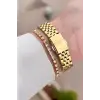 Gold Renk Kadın 30 Mm Kadın Kol Saati ve Hediye Bileklik