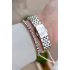 Kadranı Mavi Kordonu Gümüş Renk Kadın 30 Mm Kadın Kol Saati ve Hediye Bileklik