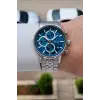 Kadranı Mavi Kordonu Gümüş Renk İç Göstergeleri Aktif 41 Mm Erkek Kol Saati