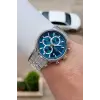 Kadranı Mavi Kordonu Gümüş Renk İç Göstergeleri Aktif 41 Mm Erkek Kol Saati