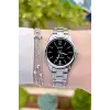 Casio CSISTE18 Kadranı Siyah Kordonu Gümüş Renk Hediye Paketli Kadın Kol Saati