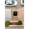 Kadranı Siyah Kordonu Gold Renk 22 mm Kadın Kol Saati