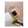 Kadranı Siyah Kordonu Gold Renk 22 mm Kadın Kol Saati