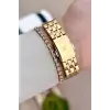 Kadranı Siyah Kordonu Gold Renk 22 mm Kadın Kol Saati
