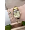 Kadranı Sarı Kordonu Gold Renk 24 mm Hediye Paketli Kadın Kol Saati