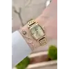 Kadranı Sarı Kordonu Gold Renk 24 mm Hediye Paketli Kadın Kol Saati