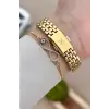 Kadranı Sarı Kordonu Gold Renk 24 mm Hediye Paketli Kadın Kol Saati