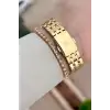 Kadranı Sedefli Kordonu Gold Renk 22 mm Kadın Kol Saati