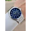BUSINESS Kadranı Lacivert Kordonu Gümüş Renk 45 Mm Full Çelik 5 ATM Erkek Kol Saati
