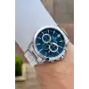 Kadranı Mavi Kordonu Gümüş Renk 44 Mm Hediye Paketli İç Göstergeleri Aktif Erkek Kol Saati