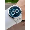Kadranı Mavi Kordonu Gümüş Renk 44 Mm Hediye Paketli İç Göstergeleri Aktif Erkek Kol Saati