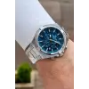 Kadranı Mavi Kordonu Gümüş Renk 44 Mm Hediye Paketli İç Göstergeleri Aktif Erkek Kol Saati