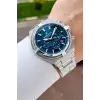 Kadranı Mavi Kordonu Gümüş Renk 44 Mm Hediye Paketli İç Göstergeleri Aktif Erkek Kol Saati