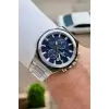 Kadranı Mavi Kordonu Gümüş Renk 44 Mm Hediye Paketli İç Göstergeleri Aktif Erkek Kol Saati