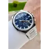 Kadranı Mavi Kordonu Gümüş Renk 44 Mm Hediye Paketli İç Göstergeleri Aktif Erkek Kol Saati