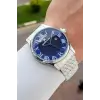 Kadranı Lacivert Kordonu Beyaz Renk Takvim ve Gün Fonksiyonlu Hediye Paketli Erkek Kol Saati
