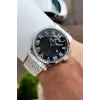 Kadranı Siyah Kordonu Beyaz Renk Takvim ve Gün Fonksiyonlu Hediye Paketli Erkek Kol Saati