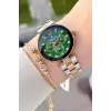 Kadranı Yeşil Kordonu Gold Gümüş Renk Hediye Paketli 32 Mm Kadın Kol Saati